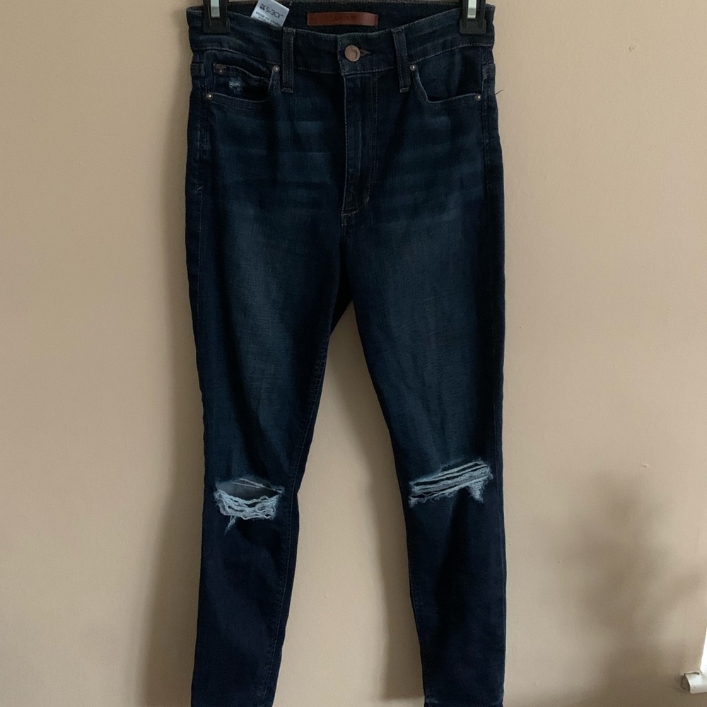 Joe’s jeans dark wash high waisted distressed skinny jeans